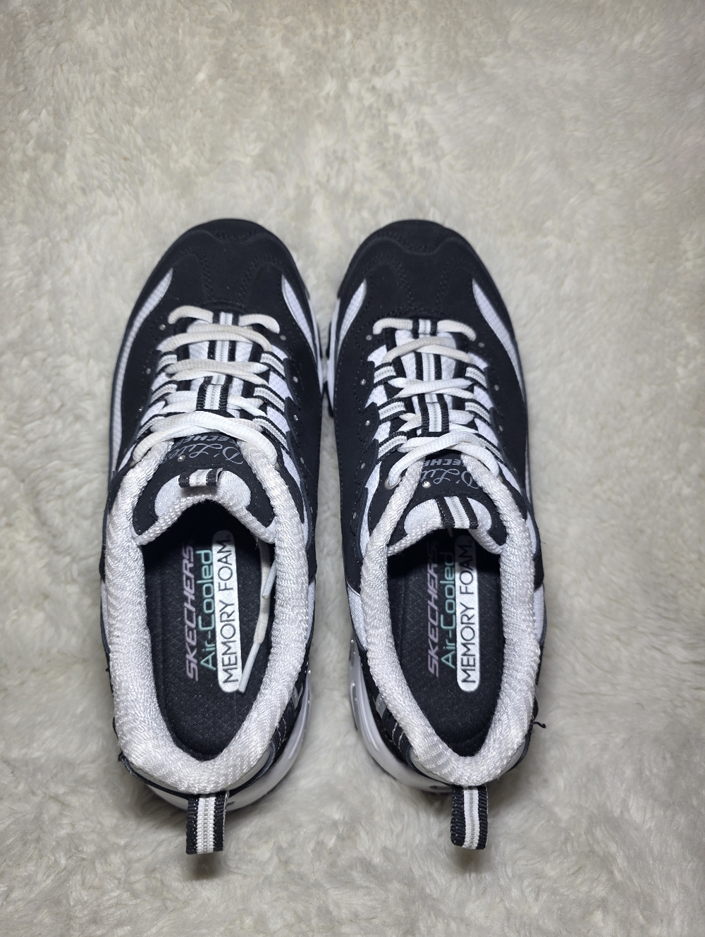 Skechers D'Lites Biggest Fan Sneakers - Black/White - Women’s Size 8 Like New - Picture 7 of 9